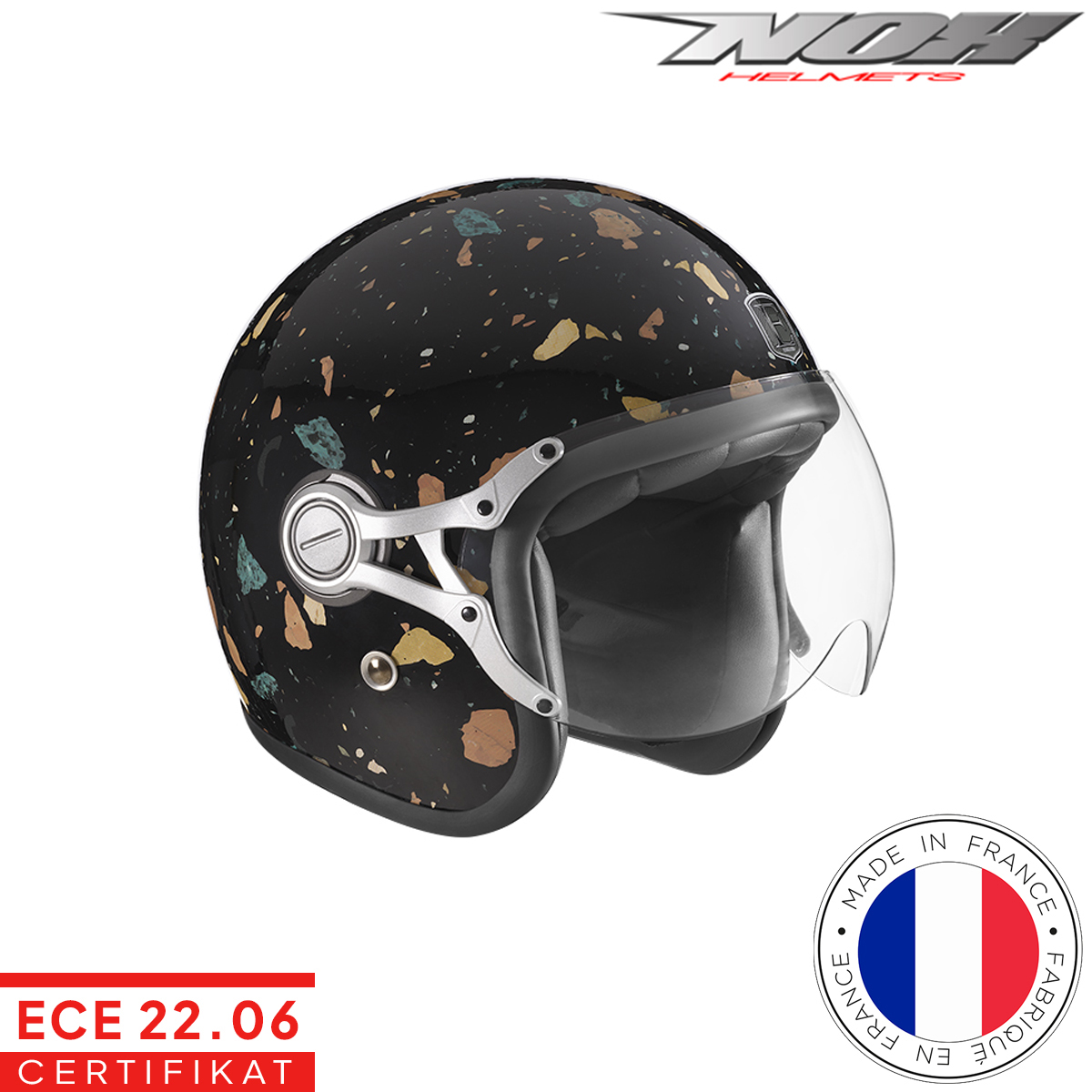 Otvorena - jet kaciga za motor NOX Jet Rider - Crna