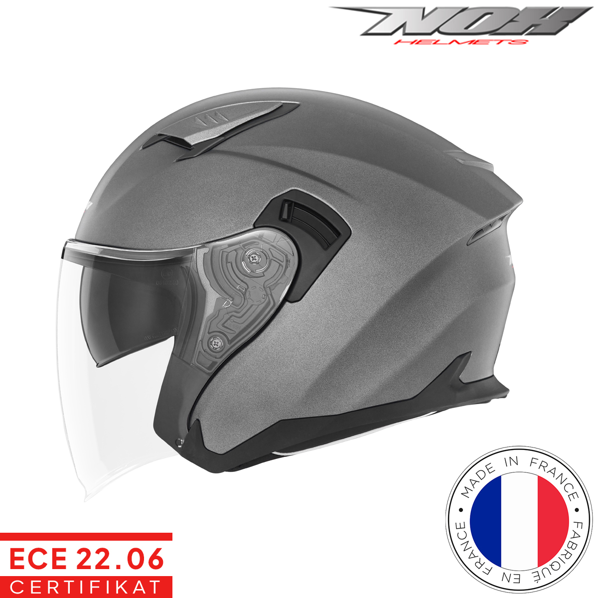 Otvorena - jet kaciga za motor NOX Y885 N130 - Mat Titanium