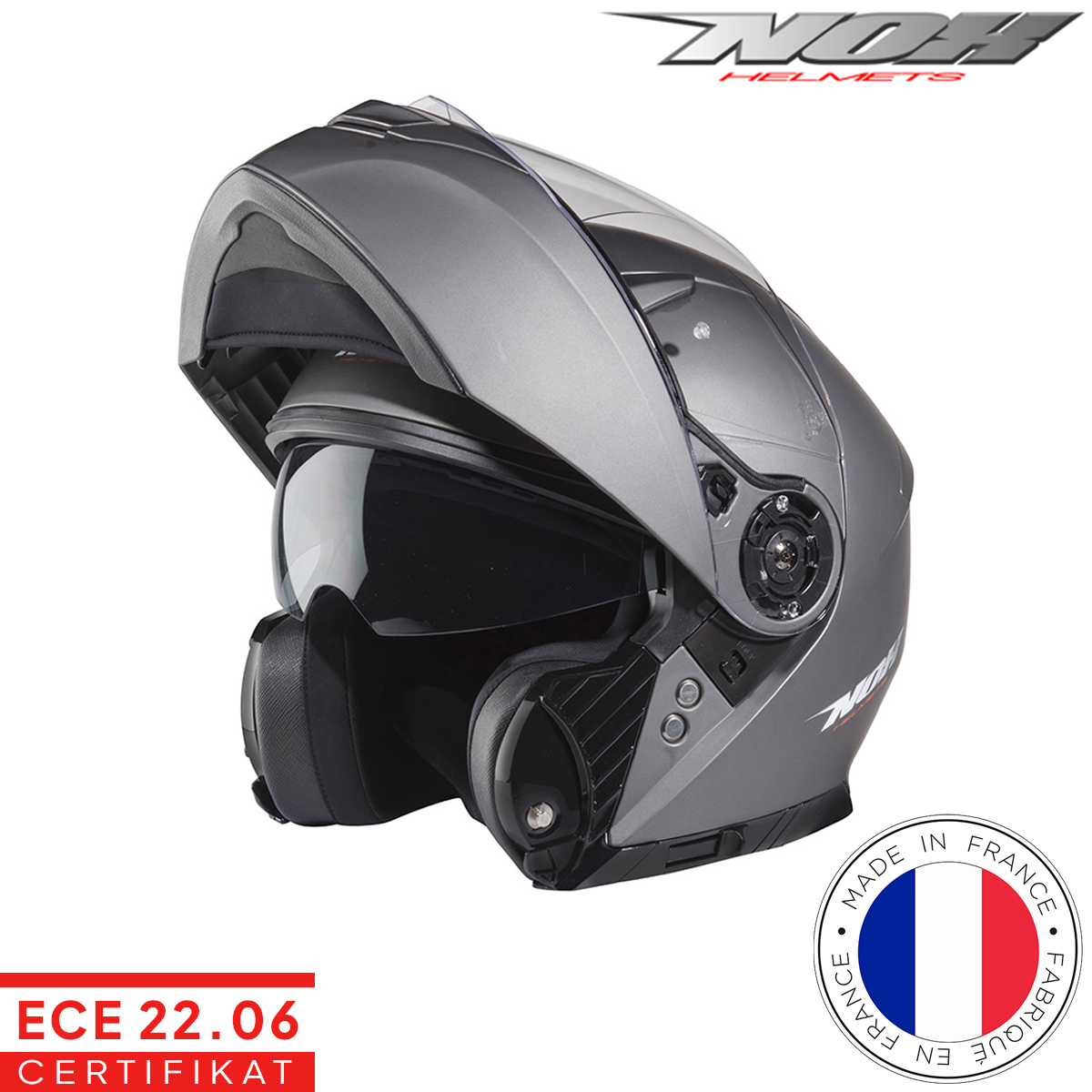 Modularna - flip up kaciga za motor NOX N965 - Mat Titanium