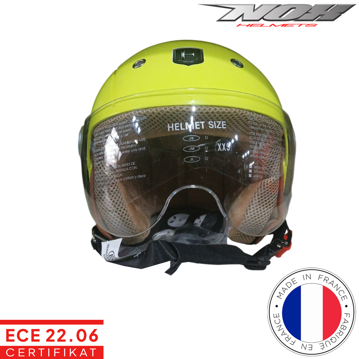 Dječija otvorena - jet kaciga za motor NOX Smart - Neon žuta