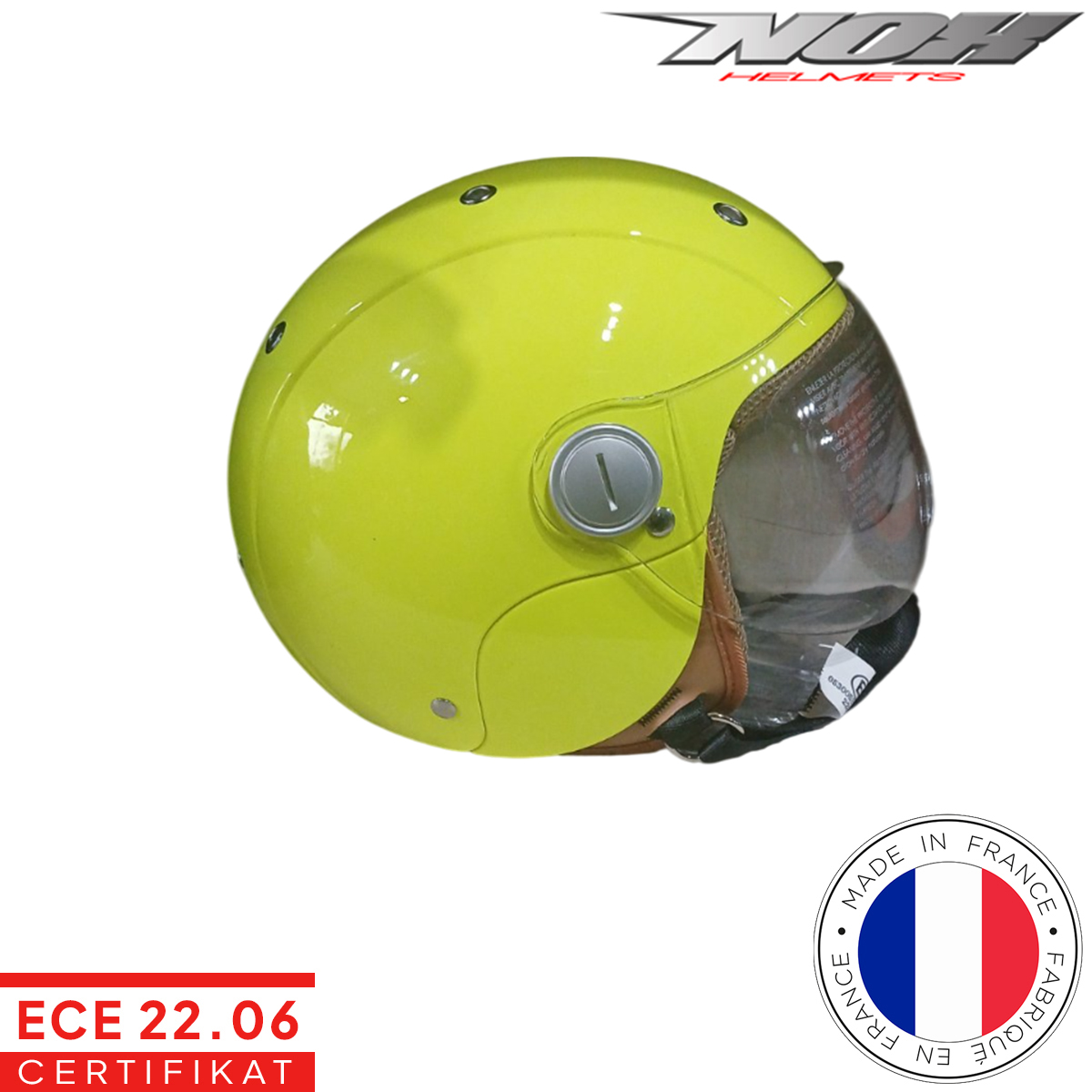 Dječija otvorena - jet kaciga za motor NOX Smart - Neon žuta