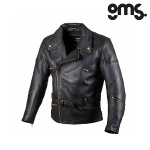 Kožna jakna za motor GMS Classic - Crna